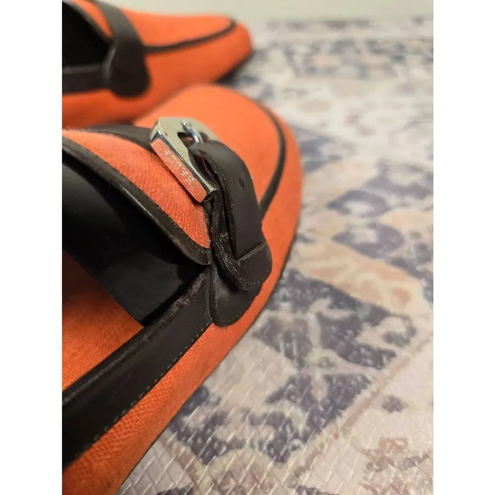 BALLY W/ Strap  Orange River Calf Leather Flats MSRP $552 Extremely Rare